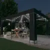 vidaXL antracitszürke pavilon LED fényfüzérrel 3 x 4 m