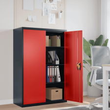 vidaXL antracitszürke-piros acél irattartó szekrény 90x40x140 cm bútor