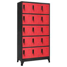 vidaXL antracitszürke-piros acél zárható szekrény 90 x 40 x 180 cm bútor