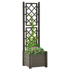 vidaXL Antracitszürke polipropilén rácsos kerti ültető 43x43x142 cm kerti tárolás