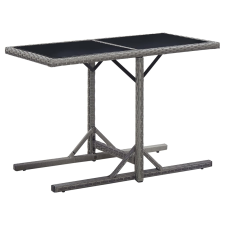 vidaXL antracitszürke polyrattan és üveglapos kerti asztal 110x53x72cm kerti bútor