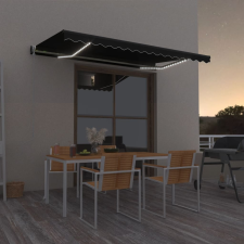 vidaXL antracitszürke szélérzékelős és LED-es napellenző 400 x 350 cm kerti bútor
