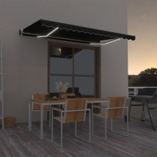 vidaXL antracitszürke szélérzékelős és LED-es napellenző 450 x 350 cm kerti bútor