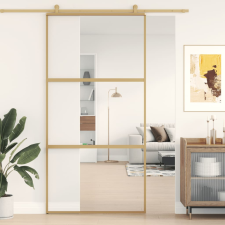 vidaXL aranyszínű átlátszó ESG üveg és alumínium tolóajtó 102,5x205 cm építőanyag