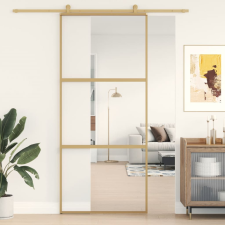 vidaXL aranyszínű átlátszó ESG üveg és alumínium tolóajtó 90 x 205 cm építőanyag