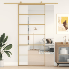 vidaXL aranyszínű átlátszó ESG üveg és alumínium tolóajtó 90 x 205 cm építőanyag