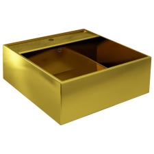 vidaXL aranyszínű kerámia mosdókagyló túlfolyóval 41 x 41 x 15 cm fürdőszoba kiegészítő
