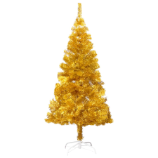 vidaXL aranyszínű PET műkarácsonyfa LED-ekkel és gömbszettel 120 cm (3077603) műfenyő