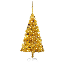 vidaXL aranyszínű PET műkarácsonyfa LED-ekkel és gömbszettel 180 cm karácsonyi dekoráció
