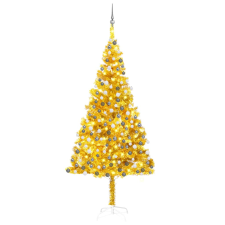 vidaXL aranyszínű PET műkarácsonyfa LED-ekkel és gömbszettel 240 cm  (3077693) műfenyő