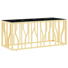 vidaXL aranyszínű üveg és rozsdamentes acél dohányzóasztal 110x45x45cm (350052) bútor