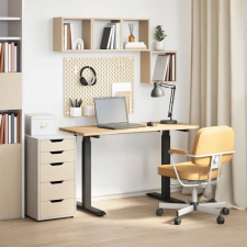 vidaXL Asztal Fekete és természetes 120 x 60 cm Tömör Tölgyfa íróasztal
