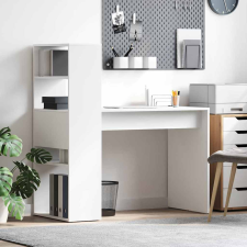 vidaXL Asztal polcokkal tárolóval Fehér 113 x 54 x 120 cm Faanyag íróasztal