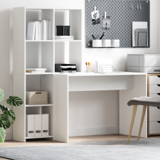 vidaXL Asztal polcokkal tárolóval Fehér 138.5 x 55 x 143 cm Faanyag íróasztal