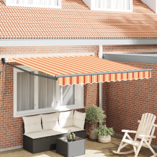 vidaXL Automatikus Behúzható Napellenző Narancs és Sárga 350x250 cm kerti bútor