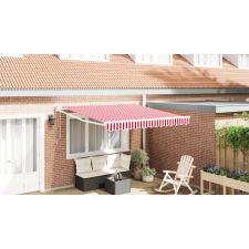 vidaXL Automatikus Behúzható Napellenző Piros és Fehér Csíkos 350x250 cm kerti bútor