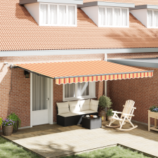 vidaXL automatikus behúzható napernyő LED-del Sárga és narancs 450x350 cm kerti bútor