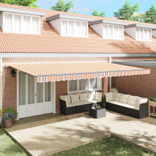 vidaXL Automatikus Behúzható Napernyő Többszínű Csíkos 600x300 cm kerti bútor
