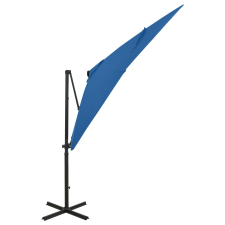 vidaXL azúrkék konzolos napernyő rúddal és LED-fényekkel 250 cm (312325) kerti bútor
