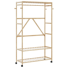 vidaXL bambusz ruhaállvány polcokkal és kerekekkel 110x40x180 cm bútor