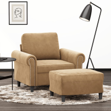 vidaXL barna bársony kanapéfotel lábtartóval 60 cm bútor