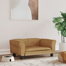 vidaXL barna bársony kutyaágy 70 x 45 x 30 cm szállítóbox, fekhely kutyáknak