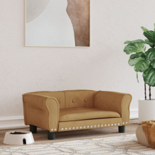 vidaXL barna bársony kutyaágy 70 x 45 x 30 cm szállítóbox, fekhely kutyáknak