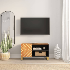 vidaXL barna és barna tömör mangófa TV-szekrény 80x31,5x46 cm bútor