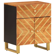 vidaXL barna és fekete tömör mangófa éjjeliszekrény 50x33x60 cm (356794) bútor