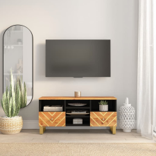 vidaXL barna és fekete tömör mangófa TV-szekrény 100x33,5x46 cm bútor