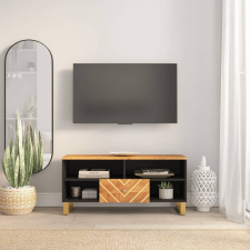 vidaXL barna és fekete tömör mangófa TV-szekrény 100x33,5x46 cm bútor