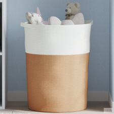 vidaXL Barna-fehér pamut tárolókosár Ø49 x 65 cm bútor