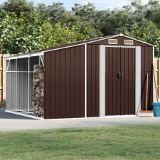 vidaXL barna horganyzott acél kerti fészer 277x279x179 cm kerti tárolás