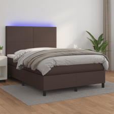 vidaXL barna műbőr rugós ágy matraccal és LED-del 140x200 cm ágy és ágykellék