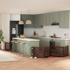 vidaXL barna nyárfa 8 paneles összecsukható kutyakapu ajtóval 640 cm szállítóbox, fekhely kutyáknak