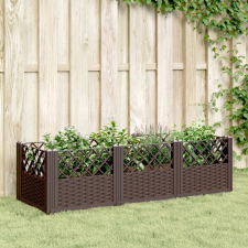 vidaXL barna polipropilén kerti virágláda cövekekkel 123,5x43,5x43,5cm kerti tárolás