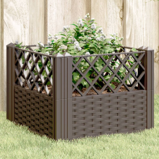 vidaXL Barna polipropilén kerti virágláda cövekekkel 43,5x43,5x43,5 cm kerti tárolás