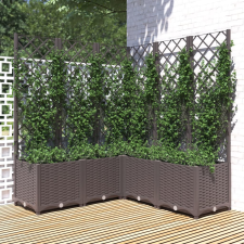 vidaXL barna polipropilén rácsos kerti ültetőláda 120 x 120 x 136 cm kerti tárolás