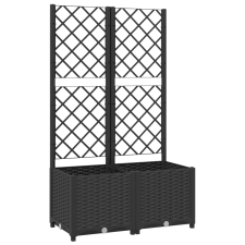 vidaXL barna polipropilén rácsos kerti ültetőláda 80 x 40 x 136 cm (318271) kerti tárolás