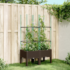 vidaXL barna polipropilén rácsos kerti ültetőláda 80 x 40 x 142,5 cm kerti tárolás