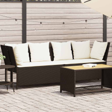 vidaXL barna polyrattan kerti kanapé párnákkal kerti bútor