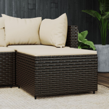 vidaXL barna polyrattan kerti lábtartó párnával kerti bútor