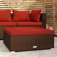 vidaXL barna polyrattan kerti lábtartó párnával 70 x 70 x 30 cm kerti bútor