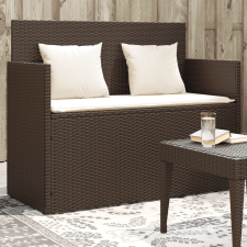 vidaXL barna polyrattan kerti pad párnákkal kerti bútor