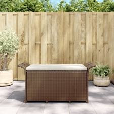 vidaXL barna polyrattan kerti pad párnával 116 x 46 x 57 cm kerti bútor