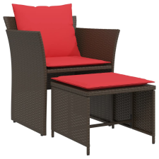 vidaXL barna polyrattan kerti szék lábtartóval (368622) kerti bútor