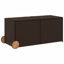 vidaXL barna polyrattan kerti tárolóláda kerekekkel 283 L (365317) kerti tárolás
