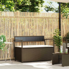 vidaXL barna polyrattan kerti tárolópad párnával kerti bútor