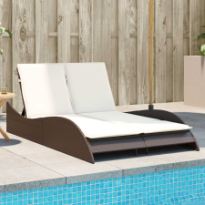 vidaXL barna polyrattan napozóágy párnákkal 114x205x73 cm kerti bútor