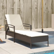vidaXL barna polyrattan napozóágy párnával 63x200x81 cm kerti bútor